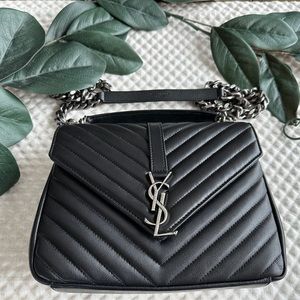 Saint Laurent YSL College small quilted leather satchel bag